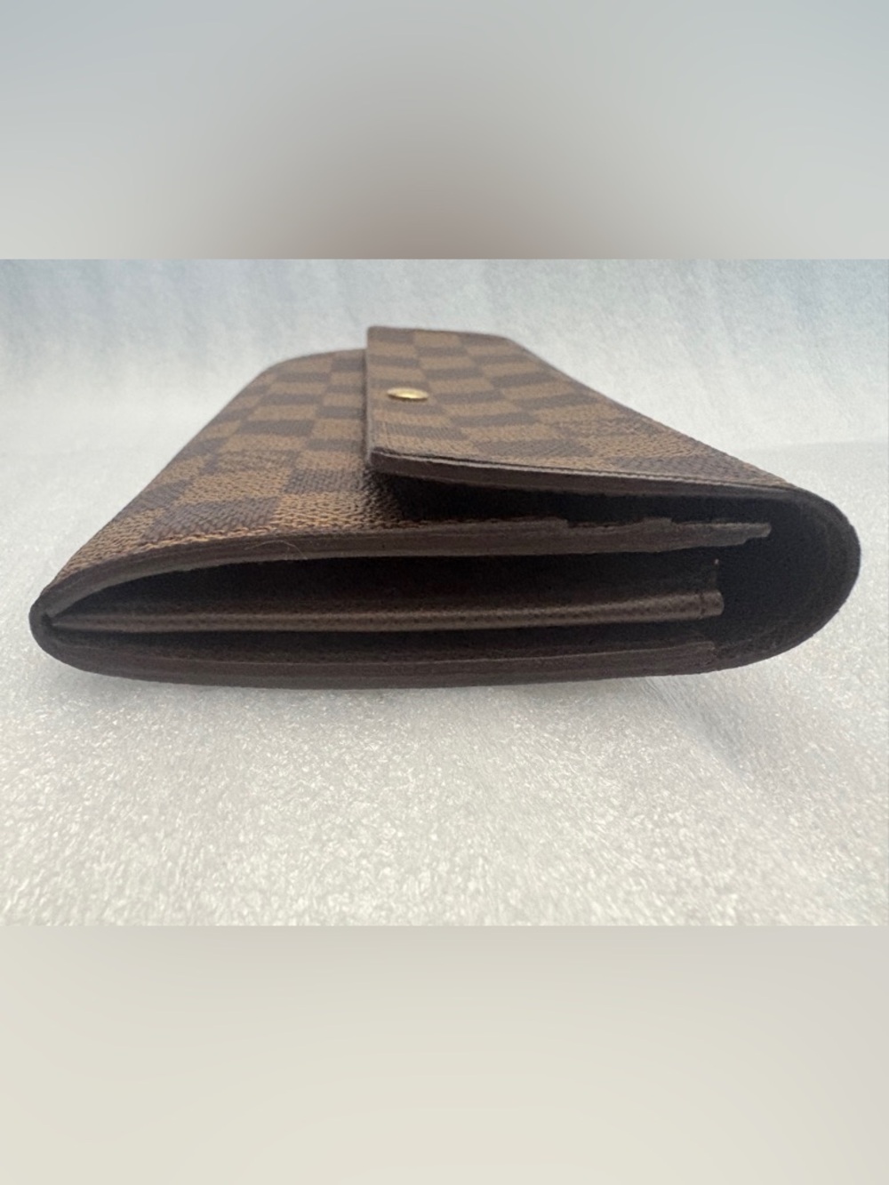 Louis Vuitton Damier Ebene Sarah Wallet Brown Canvas Long Wallet Snap Flap - Picture 8 of 11
